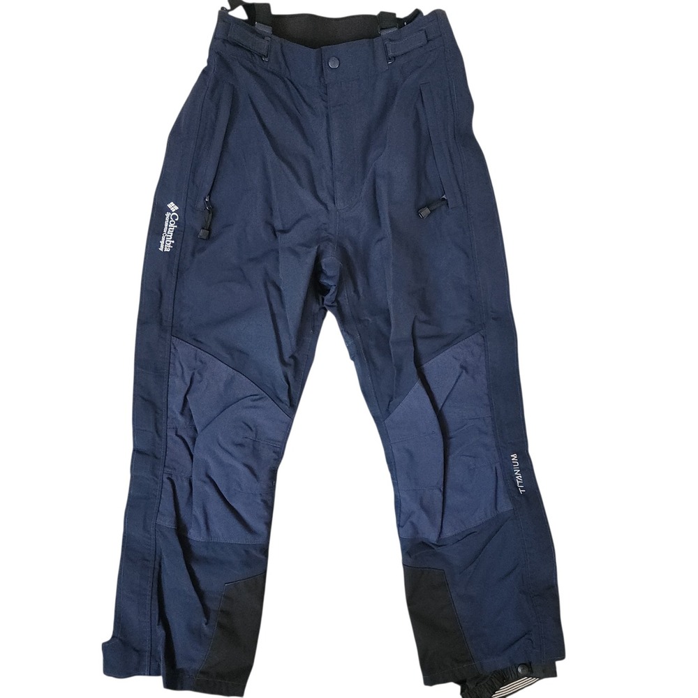 Vintage Columbia Titanium Omni-Tech Ski Snow Pants Womens L Blue Suspenders